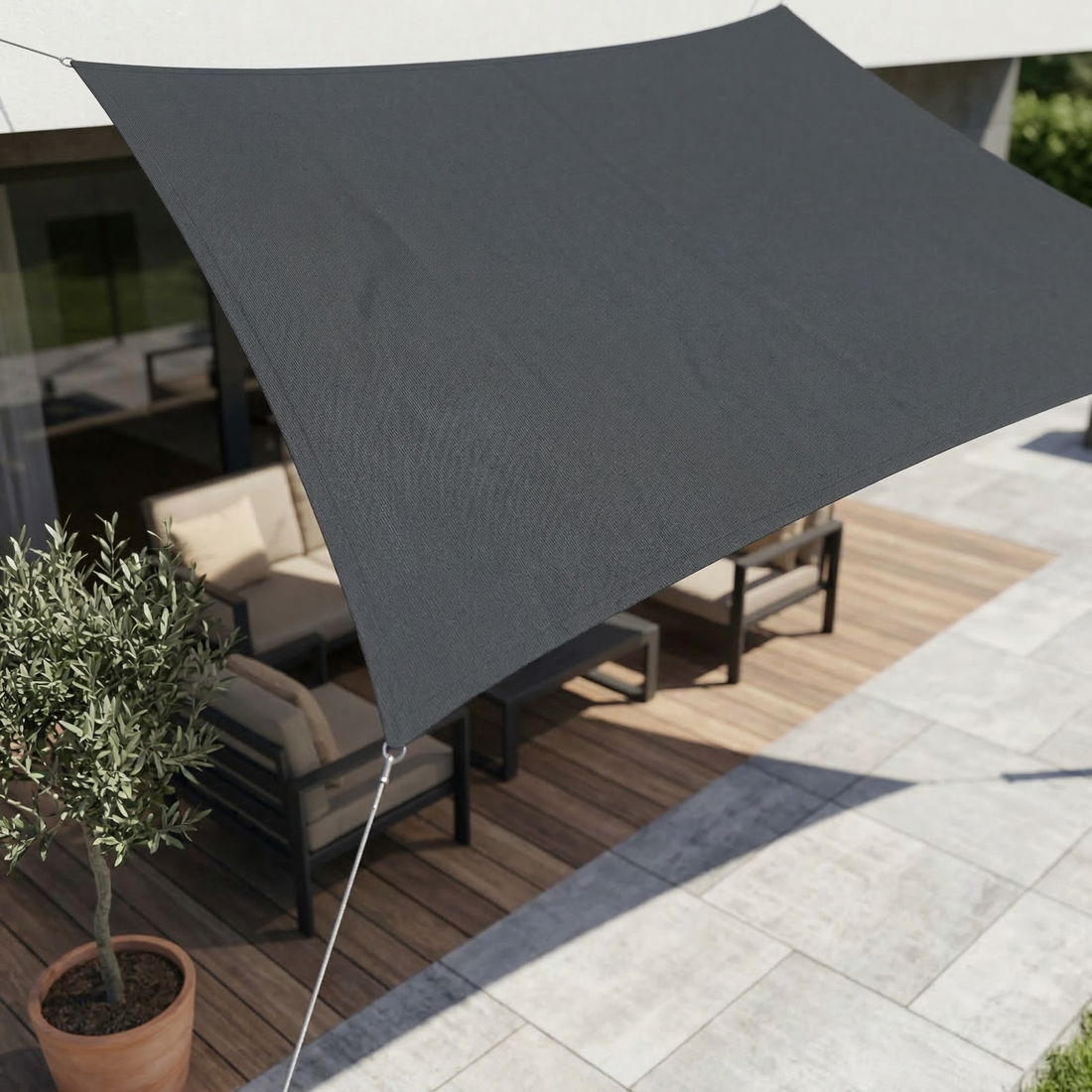 VELNARO - Rectangular Shade Sail for UV and Rain Protection