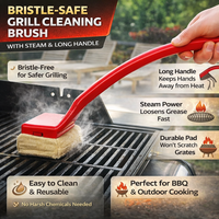 Steam Grill Cleaner Brush - Safe Non-Scratch BBQ Brush with Long Handle