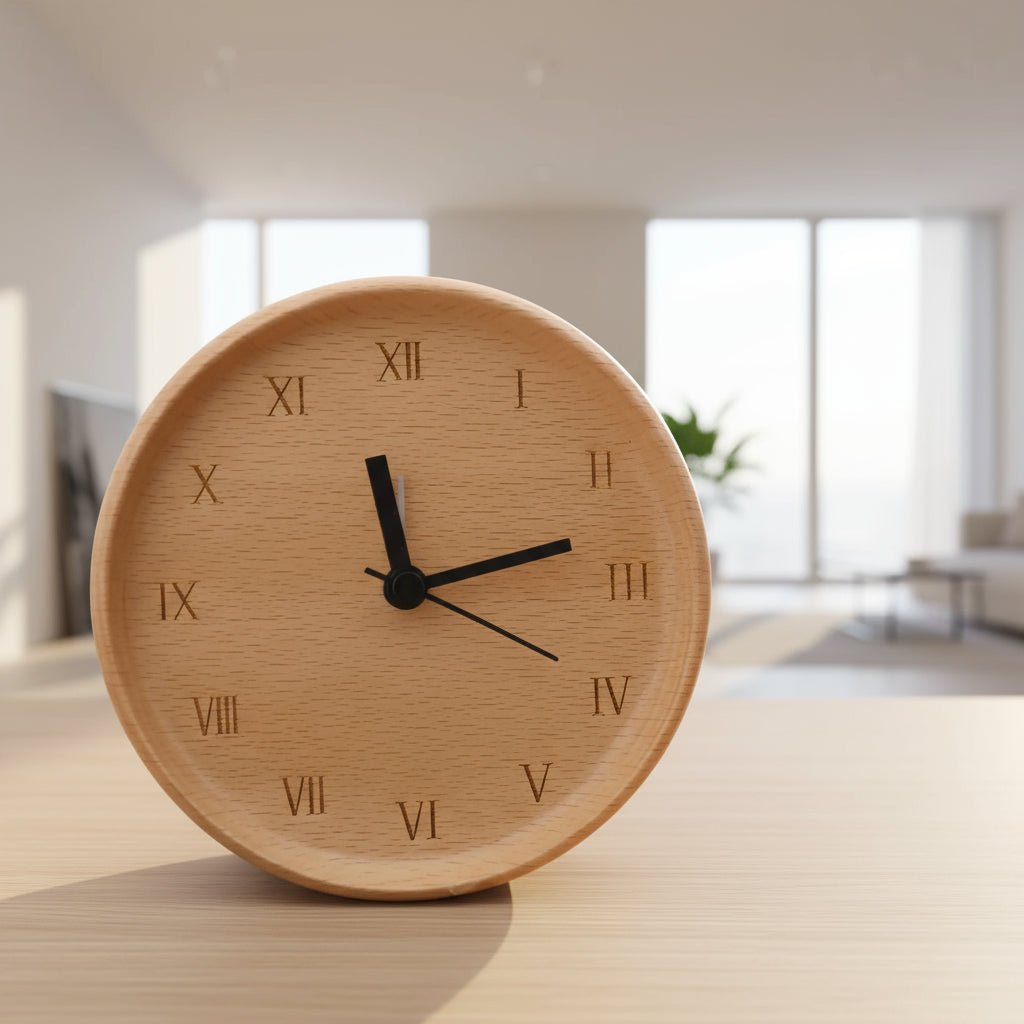 HUSHUNE - Solid Beech Alarm Clock for Quiet, Screen-Free Sleep