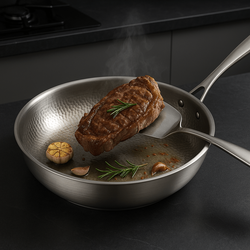 KULVORA - Coating-Free Stainless Steel Pan for Precise Searing