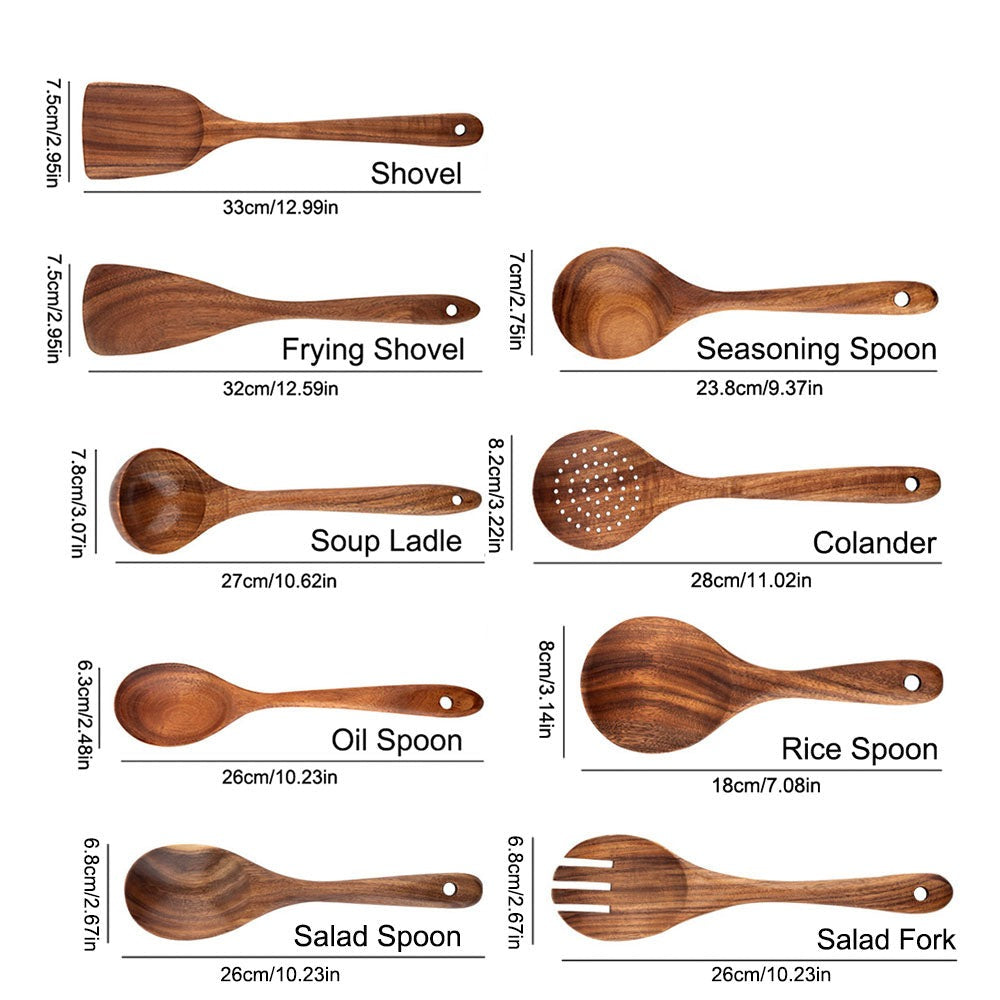 TAVENLI - Teak Kitchen Utensil Set for Scratch-Free Cooking