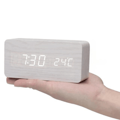 WOODSENSE - Wooden LED Alarm Clock with Sound-Activated Display