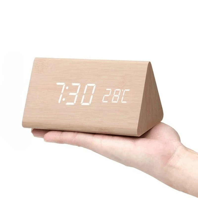 WOODSENSE - Wooden LED Alarm Clock with Sound-Activated Display