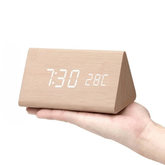 WOODSENSE - Wooden LED Alarm Clock with Sound-Activated Display