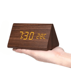 WOODSENSE - Wooden LED Alarm Clock with Sound-Activated Display