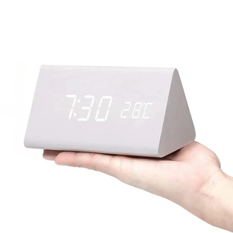 WOODSENSE - Wooden LED Alarm Clock with Sound-Activated Display