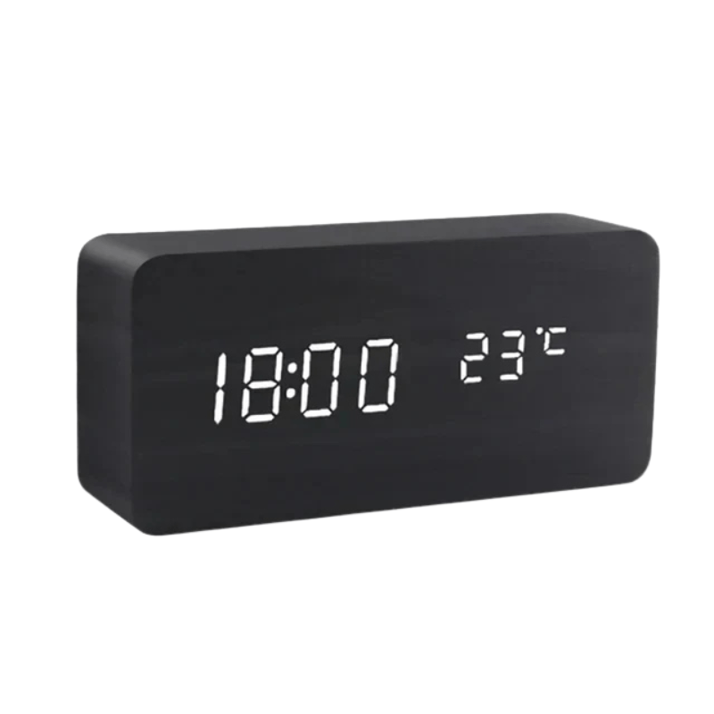 WOODSENSE - Wooden LED Alarm Clock with Sound-Activated Display