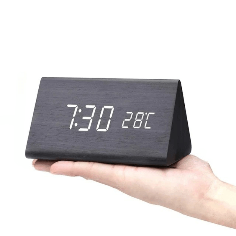 WOODSENSE - Wooden LED Alarm Clock with Sound-Activated Display