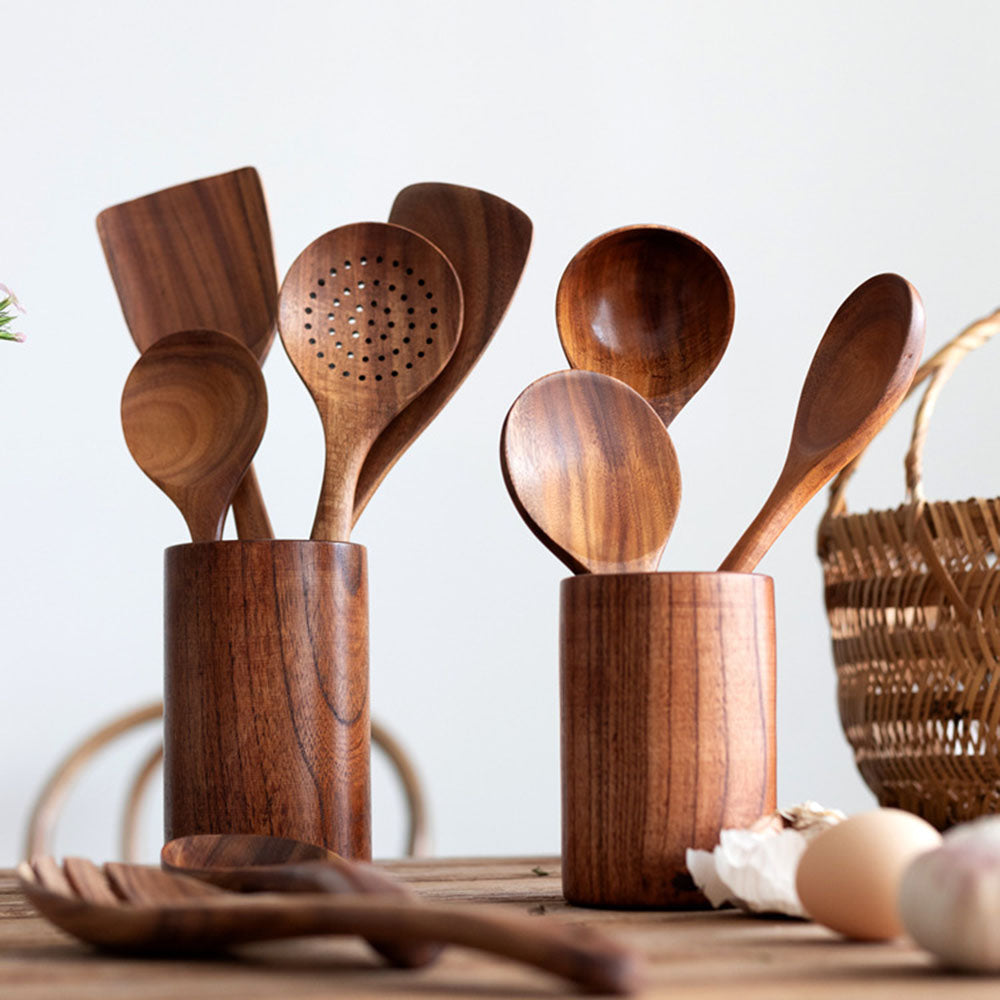 TAVENLI - Teak Kitchen Utensil Set for Scratch-Free Cooking