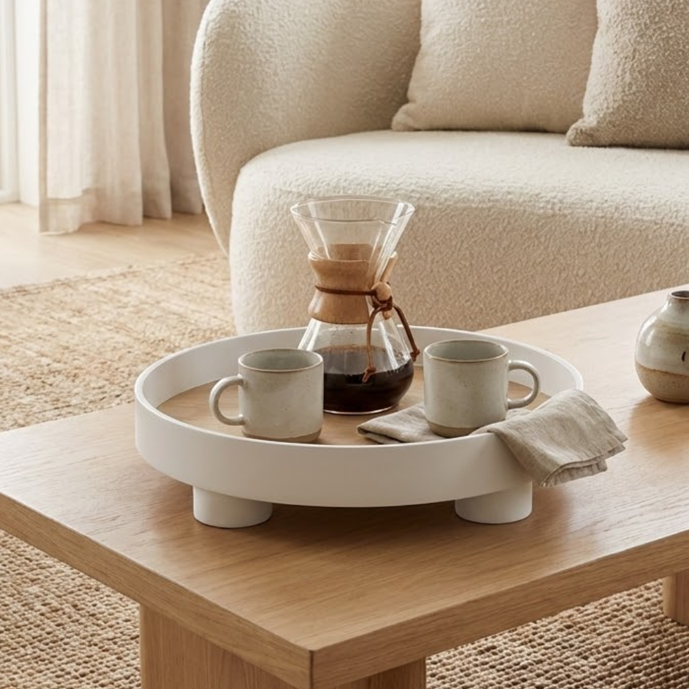 VARELUNE - Round Wood Tray for a Composed Coffee Table Display