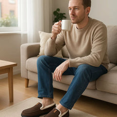 TERRAWOOL - Men's Synthetic Wool Loafers for Warm Indoor Comfort