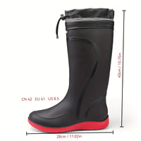 Men's Outdoor Rain Boots Work High Quality Shoes Rain Boots Home Use Long Water Shoes with Rope Mouth High Quality Shoes Daily Work Water Shoes Unisex Water Shoes Men's Soft Sole Outdoor Fishing Casual High Top Rain Boots Farm Work Water Shoes