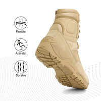 NORTIV 8 Men's Tactical Boot Waterproof Lightweight Comfortable Boots for Work Motorcycle Combat Boots Side Zipper Hiking Outdoor Climbing Activities All Day All Season Christmas Gifts