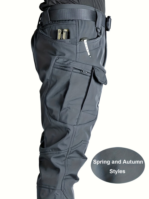 Spring/Autumn Style Men's Tactical Cargo Pants, Slightly Stretch Fabric, Soft and Breathable, Multi-Pocket, Suitable for Casual Outings, No Belt