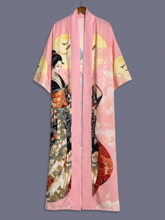 KAVYORI - Satin Kimono Cover-Up for Effortless Layered Style