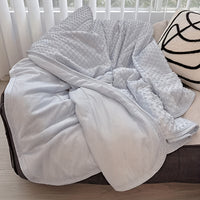Emotional Cooling Blanket for Relaxation - Soundwave Technology Embossed Striped Design with Ball Accents, Breathable Lightweight Summer Throw, Machine Washable Wrinkle-Resistant Multi-Use Blanket And Shawl in White And Grey, Random Color
