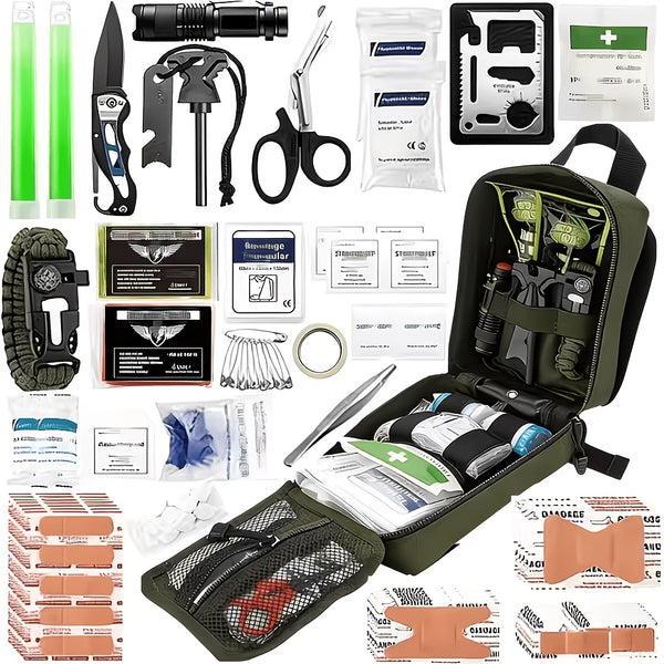 Versatile Outdoor Emergency Kit]Compatible with MOLLE System, This Survival First Aid Set Is a Must-Have for Camping, Hunting, Hiking, And Fishing. A Universal Emergency Gear Suitable for Both Men And Women, It Makes a Practical Gift Option