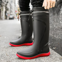 Men's Outdoor Rain Boots Work High Quality Shoes Rain Boots Home Use Long Water Shoes with Rope Mouth High Quality Shoes Daily Work Water Shoes Unisex Water Shoes Men's Soft Sole Outdoor Fishing Casual High Top Rain Boots Farm Work Water Shoes