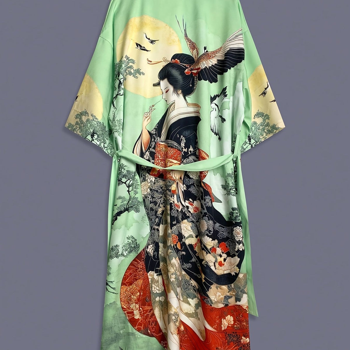 KAVYORI - Satin Kimono Cover-Up for Effortless Layered Style