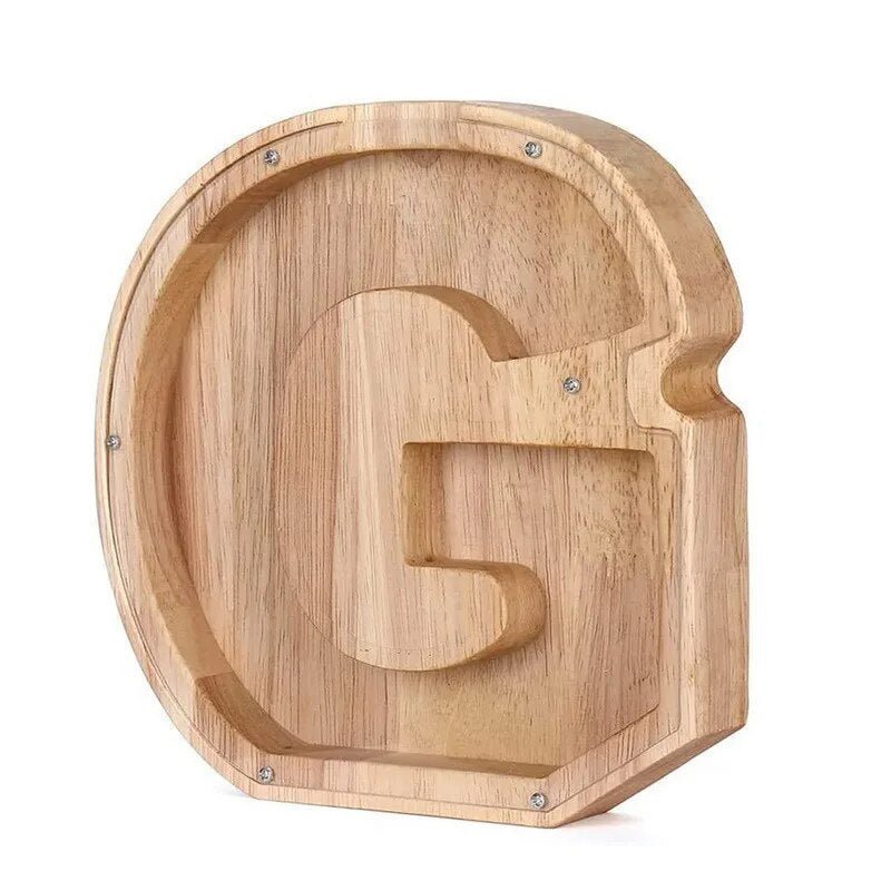 LETTRIVA - Wooden Letter Coin Bank for Visible Saving Progress