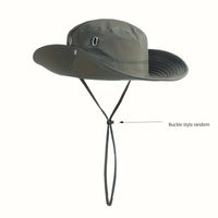 Hiking Outdoor Hat, New Unisex Mountaineering Sun Protection Bucket Hat, Outdoor Quick-Dry Drawstring Cap, Travel Outdoor Bucket Hat, Fishing Hat, Windproof with Random Style Button and Drawstring