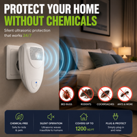BUGBARRIER - Plug-In Ultrasonic Pest Repeller for Quiet Chemical-Free Control
