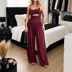 CINZARA - Cutout Wide-Leg Jumpsuit for an Effortless Silhouette