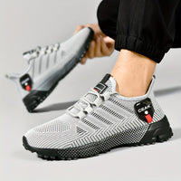 Men'S Breathable Mesh Sneakers - Lightweight Low-Top Training Shoes with EVA Cushioning, & Red Accents for Running, Hiking, Gym & Casual Wear - All-Season Comfort, Hiking Footwear, Sleek Sporty Design, Durable Traction Footwear
