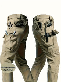 Men's Tactical Cargo Pants - Stretch Fabric with Multiple Pockets, Regular Fit, Machine Washable - Elastic Waist for Everyday Comfort - Durable Outdoor Hiking and Casual Workwear - Casual Cargo Pants