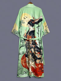 KAVYORI - Satin Kimono Cover-Up for Effortless Layered Style