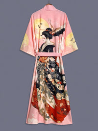 KAVYORI - Satin Kimono Cover-Up for Effortless Layered Style