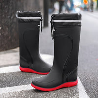 Men's Outdoor Rain Boots Work High Quality Shoes Rain Boots Home Use Long Water Shoes with Rope Mouth High Quality Shoes Daily Work Water Shoes Unisex Water Shoes Men's Soft Sole Outdoor Fishing Casual High Top Rain Boots Farm Work Water Shoes