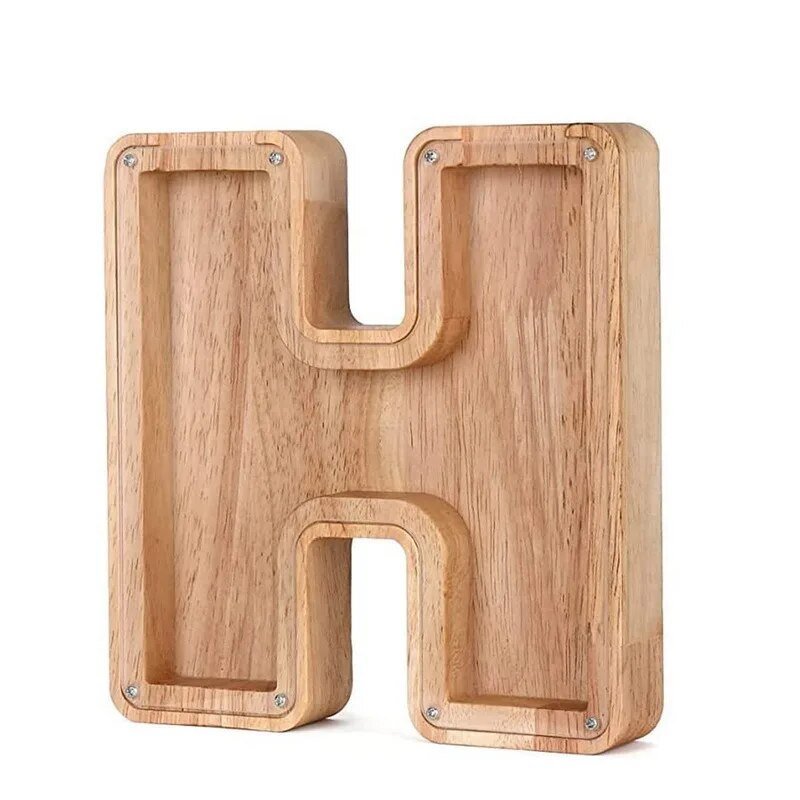LETTRIVA - Wooden Letter Coin Bank for Visible Saving Progress