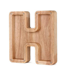 LETTRIVA - Wooden Letter Coin Bank for Visible Saving Progress