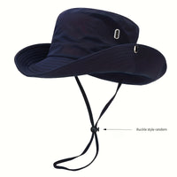 Hiking Outdoor Hat, New Unisex Mountaineering Sun Protection Bucket Hat, Outdoor Quick-Dry Drawstring Cap, Travel Outdoor Bucket Hat, Fishing Hat, Windproof with Random Style Button and Drawstring