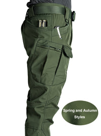Spring/Autumn Style Men's Tactical Cargo Pants, Slightly Stretch Fabric, Soft and Breathable, Multi-Pocket, Suitable for Casual Outings, No Belt