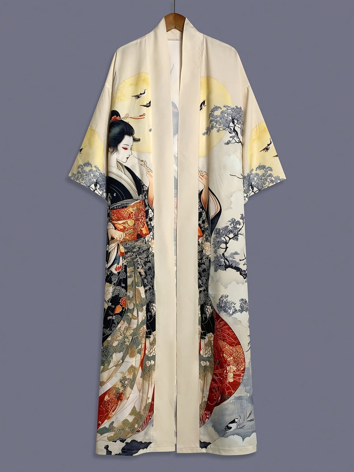 KAVYORI - Satin Kimono Cover-Up for Effortless Layered Style