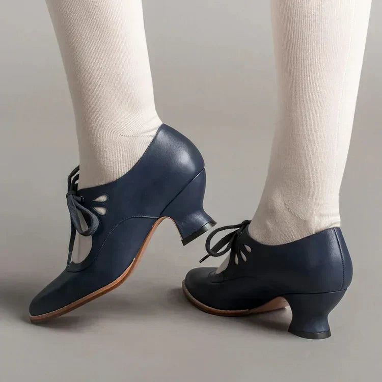 ELDOVRA - Edwardian Leather Heels for Comfortable All-Day Walking