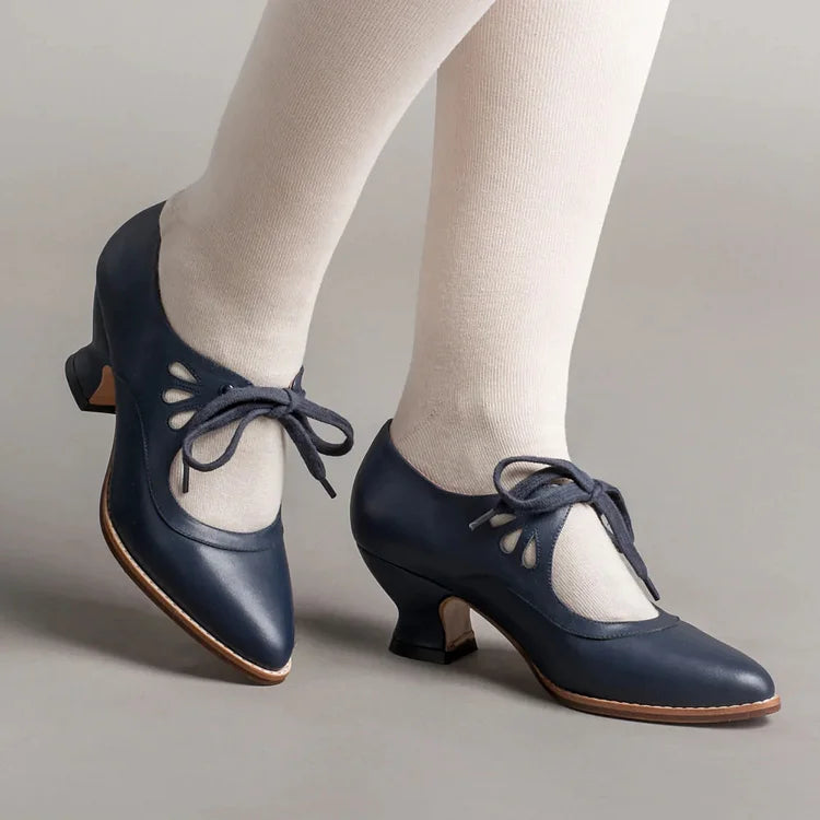 ELDOVRA - Edwardian Leather Heels for Comfortable All-Day Walking