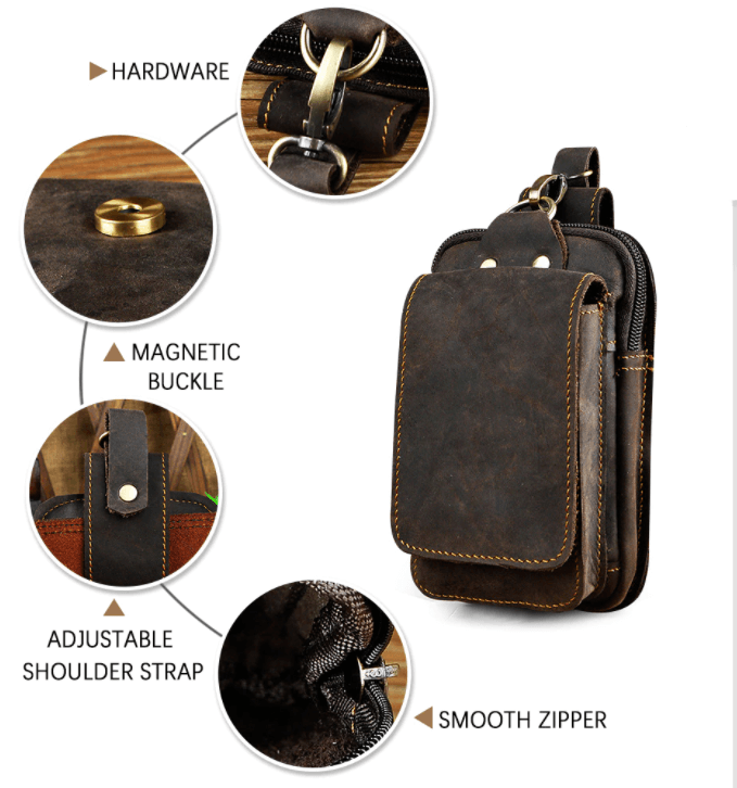 VYRELLO - Leather Waist Pack for Secure Hands-Free Carry