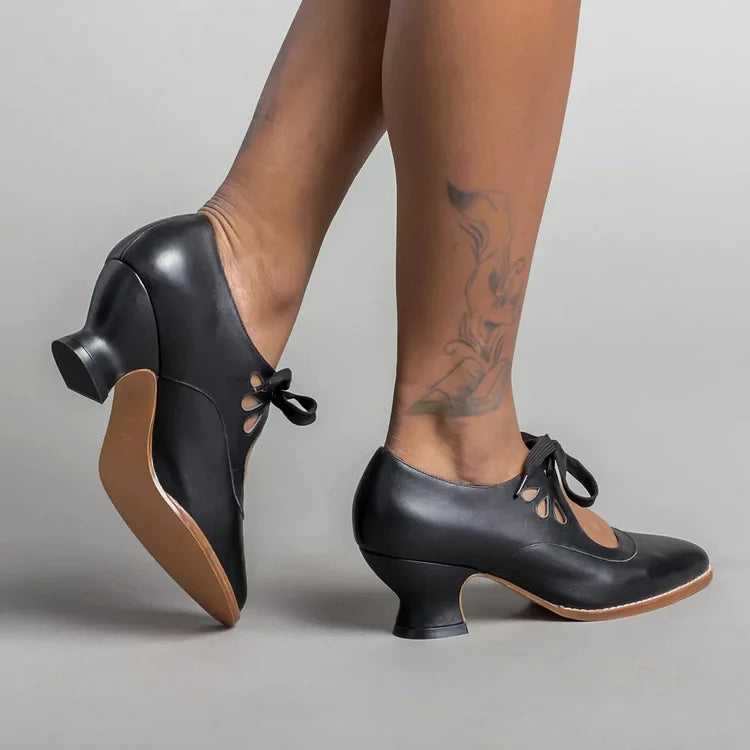 ELDOVRA - Edwardian Leather Heels for Comfortable All-Day Walking