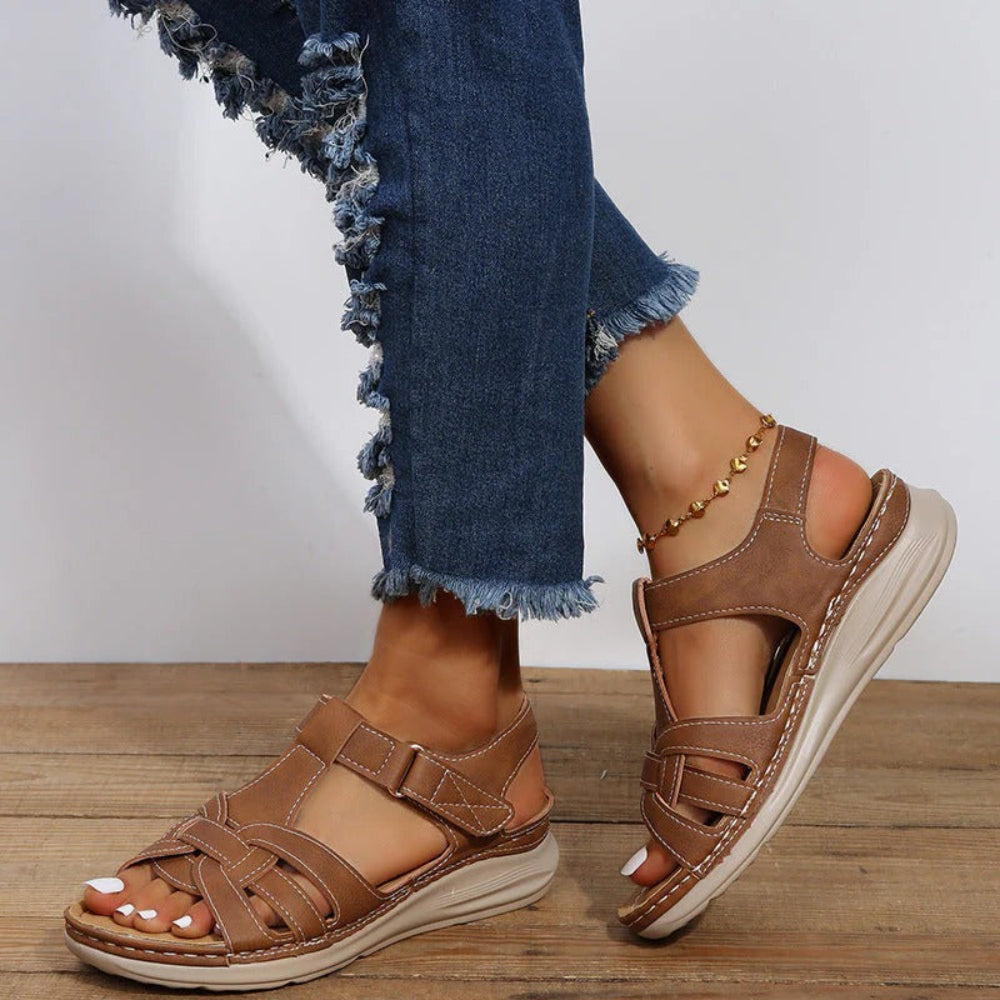 Women's Sandals Walking Shoes Arch Support - Wide Fit | Women's Comfort Walking Sandals | Ergonomic Footwear | Shock Absorbing Open Toe Sandals