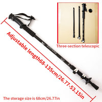 External Lock Trekking Pole Anti-Slip Lightweight Walking Stick Aluminum Alloy Telescopic Walking Stick Three Sections Adjustable Height Mountain Climbing Hiking Portable Unisex