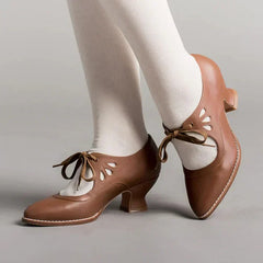ELDOVRA - Edwardian Leather Heels for Comfortable All-Day Walking