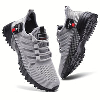 Men'S Breathable Mesh Sneakers - Lightweight Low-Top Training Shoes with EVA Cushioning, & Red Accents for Running, Hiking, Gym & Casual Wear - All-Season Comfort, Hiking Footwear, Sleek Sporty Design, Durable Traction Footwear