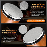 Schleifstein-Set DuoCut | Diamantstein mit Magnet-Halterung | 15° & 20° Schleifwinkel | Holz & Metall