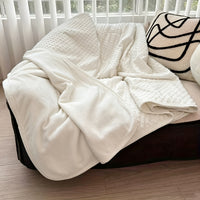 Emotional Cooling Blanket for Relaxation - Soundwave Technology Embossed Striped Design with Ball Accents, Breathable Lightweight Summer Throw, Machine Washable Wrinkle-Resistant Multi-Use Blanket And Shawl in White And Grey, Random Color