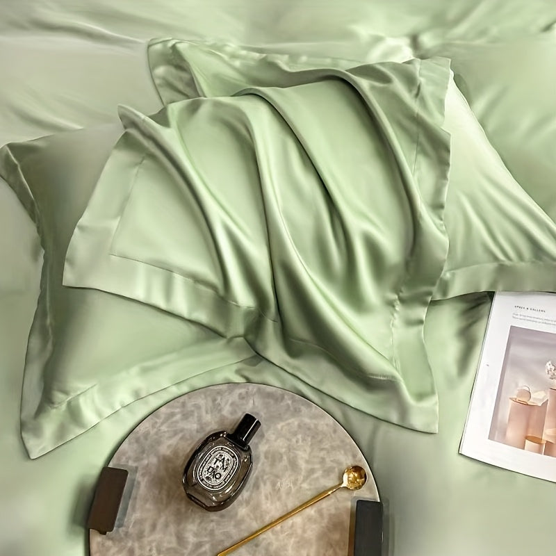 GLOSSIVA - Silk-Blend Pillowcase Pair for Artful Seating Accents