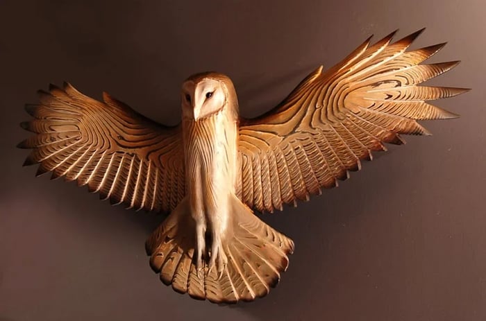 NOCTYRA - Handcrafted Wood Owl Wall Art for a Striking Focal Point