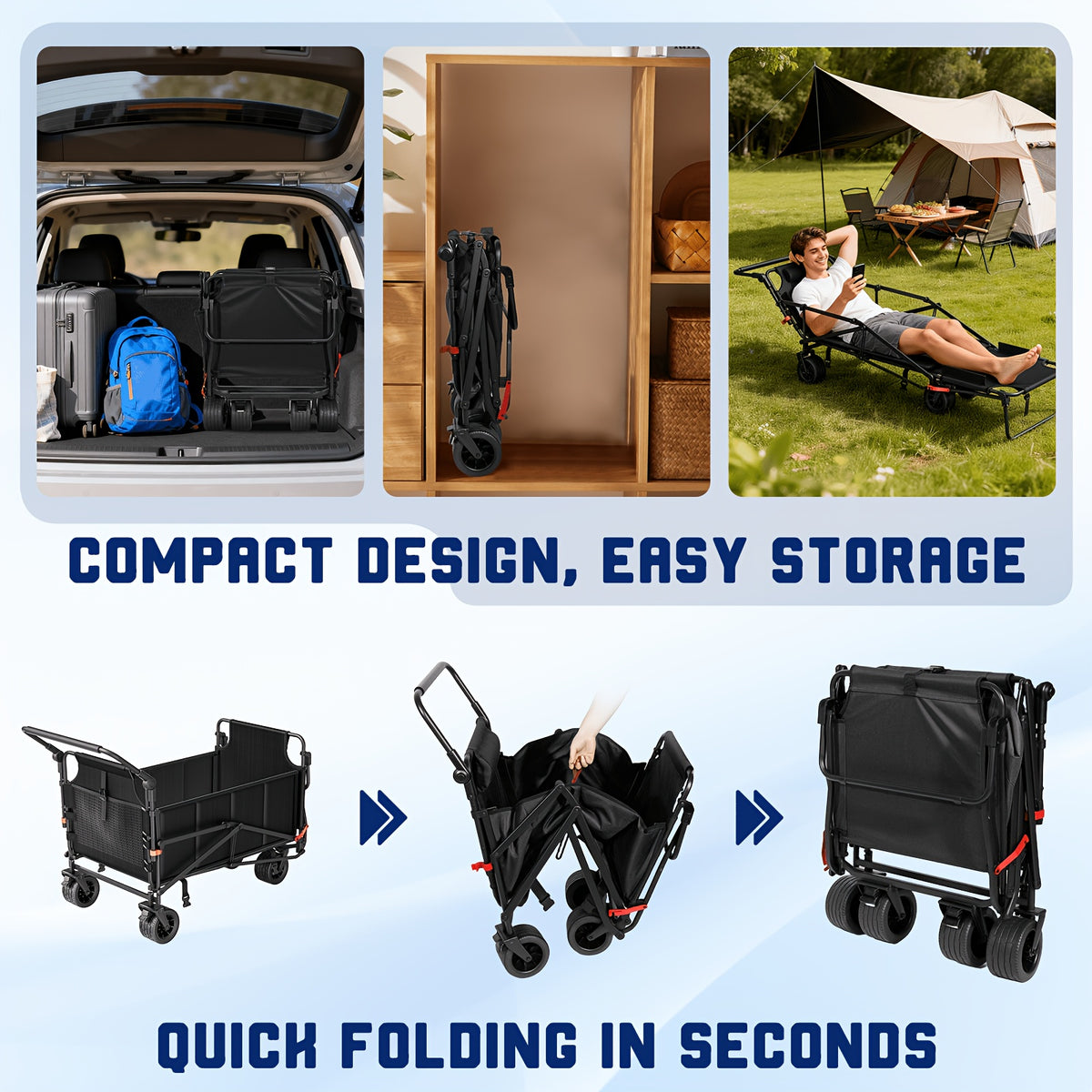 FOLVENA - Convertible Wagon Chair for Mobile Outdoor Comfort
